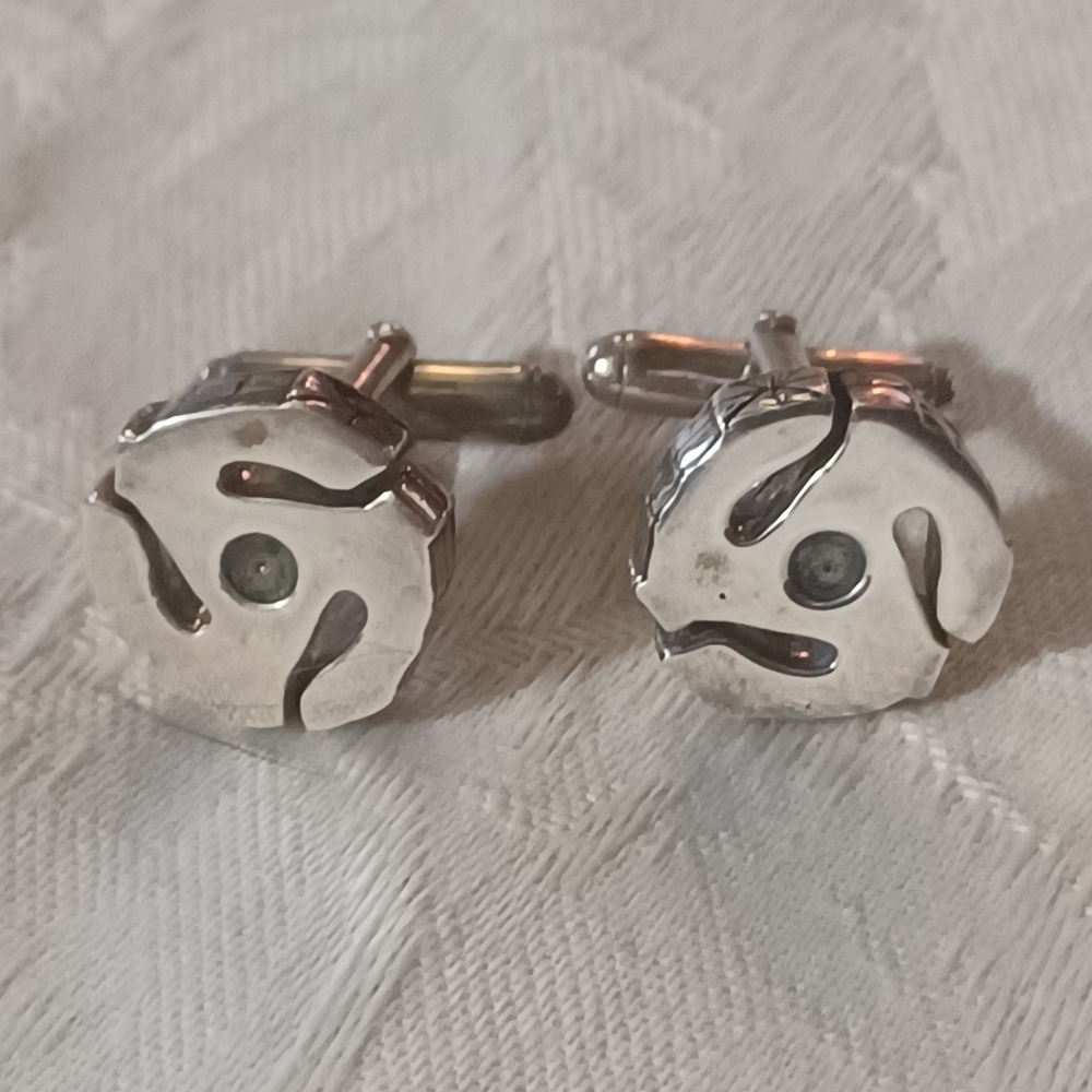 Cynthia Gale New York 45 RPM Spacer Sterling Silver Cufflinks